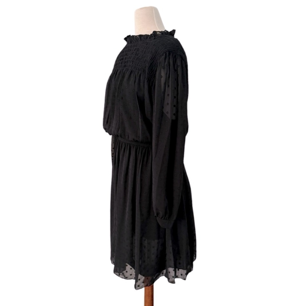 REBECCA TAYLOR Clip Dot Shirt Mini Dress Black Size 16 NEW - Picture 3 of 9